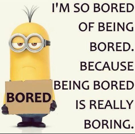 I'm so bored!!! I'm Bored Memes Funny, Boring Memes Funny, Bored Meme, Minions Images, Minion Mayhem, Funny Minion Pictures, Funny Day Quotes, So Bored, Minion Movie