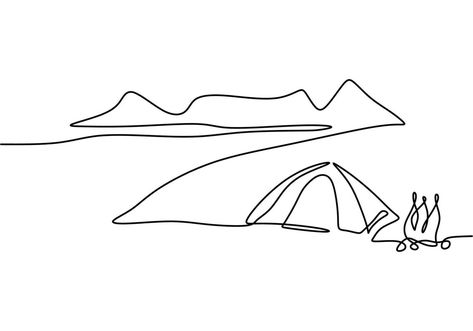 Hiking Tattoos, Background Car, Hiking Tattoo, Single Line Drawing, Trailer Camper, Camper Trailer, Single Line, Camper Trailers, Minimalist Style