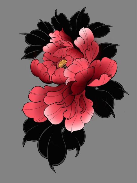 Crisantemo Tattoo, Japanese Peony Tattoo, Peony Flower Tattoos, Tato Tradisional, Japanese Flower Tattoo, Traditional Tattoo Flowers, Yakuza Tattoo, Tattoo Background, Floral Tattoo Sleeve