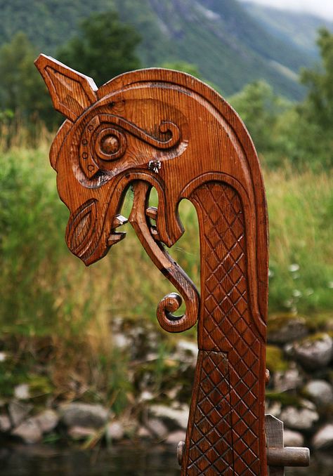 From a Viking ships front. The traditional wooden dragon! Norwegian Dragon, Norse Culture, Ship Figurehead, Honest Reaction, Viking Dragon, Viking Culture, Celtic Dragon, Dragon Sculpture, Viking Ship