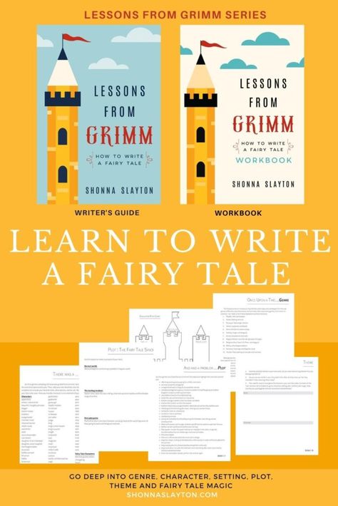 Lessons from Grimm: How to Write a Fairy Tale Workbook by Elements Of A Fairy Tale, Fairy Tale Writing Activities, Teaching Fairytales, Fairy Tale Writing First Grade, Mixed Up Fairy Tales Activities, Fairy Tale Curriculum, Grim Fairy Tales, Fairy Tale Projects, Fairytale Lessons