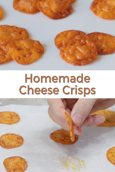 These homemade cheese crisps are so awesome and super easy to make. They taste kind of like cheez-its! And they are Ket-friendly and gluten-free. All you need is cheddar cheese and a bit of salt. If I can do it, you can do it! Cheese Crisps Keto, Home Made Cheese, Easy Homemade Cheese, Homemade Cheez Its, Easy Granola Bars, Crisps Recipe, Easy Toffee, Homemade Granola Bars, Cheese Crisps