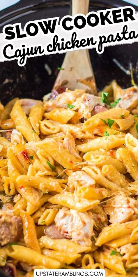 Experience the taste of Louisiana with an easy Slow Cooker Cajun Chicken Pasta recipe! Perfectly seasoned chicken, smothered in a creamy, spicy sauce, served over pasta – all cooked slowly to infuse every bite with Cajun goodness. Whether you're feeding a hungry family or entertaining friends, this dish is a sure hit. Check out our post for the full recipe and tips to make this flavorful meal effortlessly. Crock Pot Cajun Chicken Alfredo, Crockpot Cajun Chicken Pasta, Crock Pot Cajun Chicken, Crock Pot Cajun, Slow Cooker Cajun, Cajun Chicken Pasta Recipe, Cajun Alfredo, Cajun Pasta Recipes, Cajun Chicken Pasta Recipes