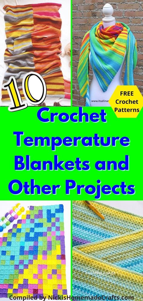 Crochet Temperature Project Ideas, Year Long Projects, Temperature Knitting Projects, Year Crochet Project, Year Long Craft Projects, Crochet Year Projects, Temperature Blanket Granny Square, Crochet Temperature Scarf, Temperature Project Ideas