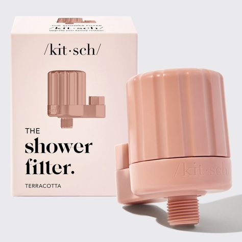 The Shower Filter - Terracotta Shower Filter KITSCH Bath Sponges, Free Filters, Hair Skin And Nails, Shower Water, Shower Filter, Handheld Shower Head, Water Pressure, Hard Water, The Shower