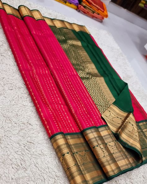 *WEAVERS OFFER* *OFFER PRICE RS.8500+$* *Kanchipuram 100% Pure Handwoven Premium Quality Medium Border Korvai Pattern Strip Design Silk Sarees* *High Quality Weaving* *With Silk Mark Certificated* Korvai Silk Sarees, Korvai Silk Sarees Kanchipuram, Strip Design, Bridal Saree, Silk Sarees, Hand Weaving, Premium Quality, Weaving, Saree