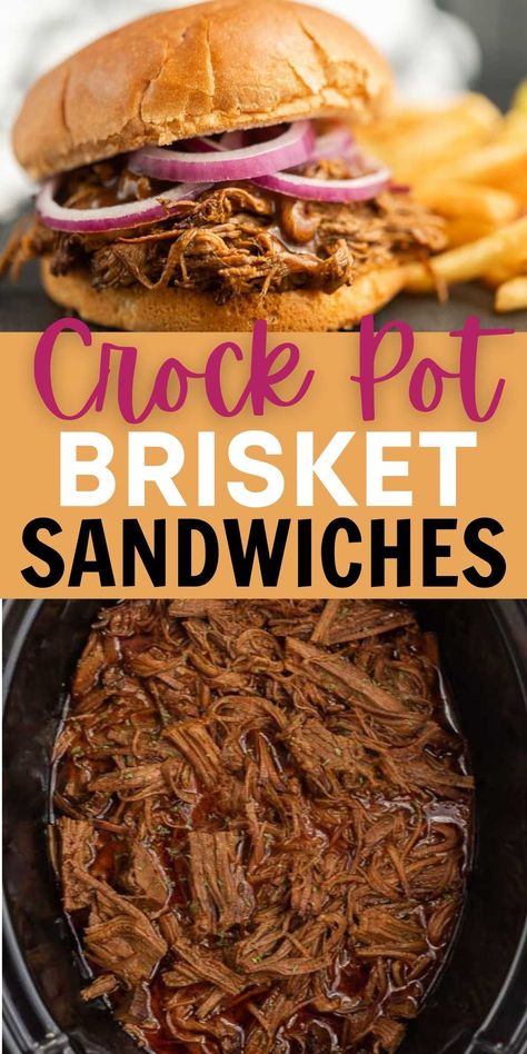 Crock Pot Brisket Sandwich Recipe - Slow Cooker Beef Brisket Recipe Crock Pot Brisket, Beef Brisket Crock Pot, Brisket Sandwich Recipe, Best Brisket Recipe, Slow Cooker Beef Brisket, Brisket Crock Pot, Beef Brisket Sandwich, Beef Brisket Recipe, Slow Cooker Brisket