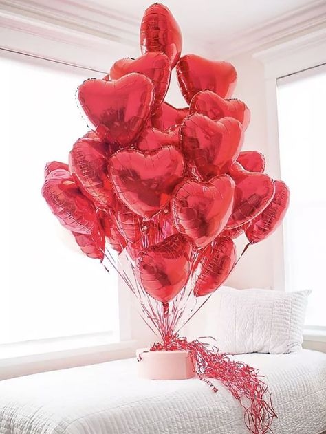 Romantic Room Surprise, Party City Balloons, Romantic Room, Balloon Arrangements, Valentine's Day Party, My Funny Valentine, Sports Themed Party, Red Balloon, Heart Balloons