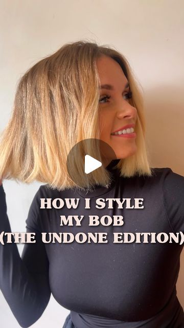 French Bob Styling Tutorial, Short Long Bob, Short Hair Tutorials, Long Bob Styles, Messy Hair Tutorial, Beach Waves For Short Hair, Beach Waves Hair Tutorial, Undone Hair, Short Hair Waves