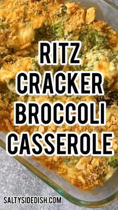 Ritz Cracker Broccoli Casserole, Ritz Casserole, Broccoli Cheese Casserole Recipe, Appetizers Thanksgiving, Casserole Side Dishes, Cracker Toppings, Thanksgiving Food Sides, Broccoli Cheese Casserole, Veggie Casserole