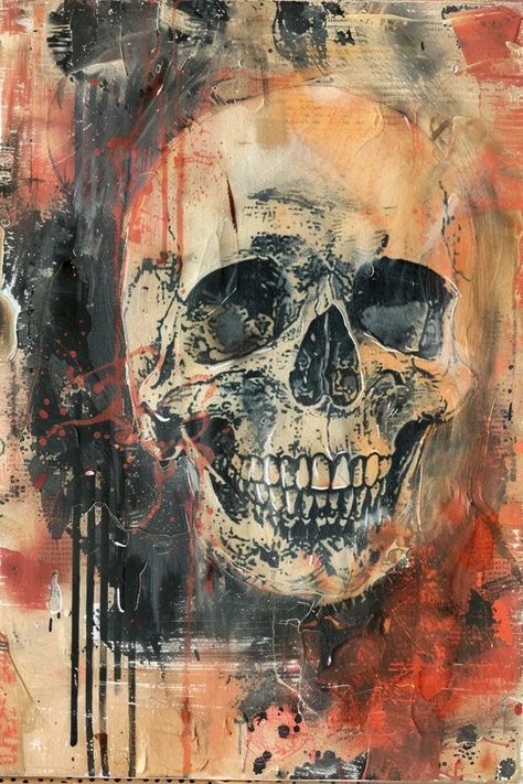 The image is a painting of a skull. The skull is facing the viewer and is surrounded by a dark background ->> more details in ai-img-gen.com Realistic Skull, Skull Painting, Colorful Background, A Skull, The Skull, Dark Background, Abstract Styles, Dark Backgrounds, Colorful Backgrounds