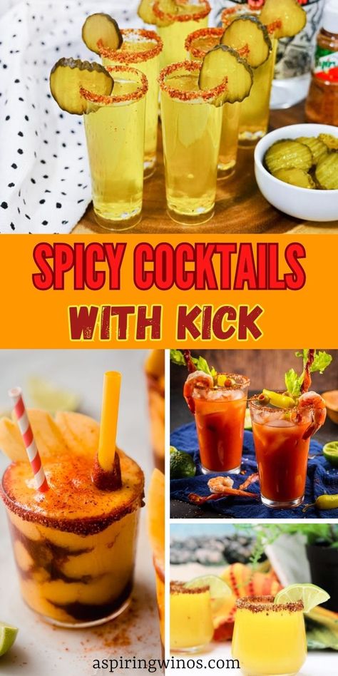 Spicy Cocktails with Kick | Sizzling Hot Spicy Cocktails With Kick | Summer Cocktail Ideas | Cocktails with Heat | Spicy Cocktail Recipes #SpicyCocktails #SizzlingHotCocktails #CocktailRecipes #SummerCocktails #Cocktails Spicy Alcoholic Drinks Recipes, Spicy Alcoholic Drinks, Spicy Drinks Cocktails, Spicy Cocktail Recipes, Spicy Shots, Spicy Cocktails, Hosting Recipes, Spicy Drinks, Homemade Honey Mustard