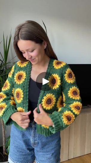 101 reactions · 27 shares | Crochet Sunflower Cardigan | 🌻☀️ Wrap yourself in rays of joy with our Sunflower Crochet Cardigan pattern! This cheerful design is perfect for crafters who want to bring a touch of... | By Catherine Crochet De | Facebook Crochet Sunflower Cardigan, Sunflower Cardigan, Sunflower Crochet, Crochet Sunflower, Crochet Cardigan Pattern, Wrap Cardigan, Cardigan Pattern, 1k Views, Crochet Cardigan