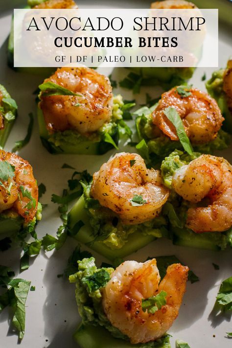 This quick cucumber, avocado, and shrimp appetizer recipe is ideal for entertaining or simply as a nutritious snack. Cajun shrimp pair beautifully with crunchy cucumber and creamy avocado. This recipe is low carb, keto, and requires only 3 main ingredients. #cucumberbites #cucumberavocadoappetizer #cajunshrimp #appetizerrecipe #ketoappetizer #summerappetizers #partyappetizer #healthyappetizer #lowcarbrecipes #shrimprecipes Avocado Shrimp Bites, Blackened Shrimp Avocado Cucumber Bites, Keto Cucumber Sandwiches, Shrimp Cucumber Bites, Quick Appetizer Recipes, Cucumber Snacks, Holiday Dinner Ideas, Avocado Shrimp, Shrimp Appetizer Recipes