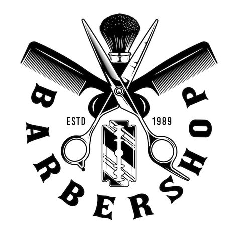 Barbershop Design Logo Art, Barbershop Logo Ideas, Logo Barbershop, Daniel Tattoo, Logo Barber, Barbershop Logo, Barbershop Ideas, Monogramming Ideas, Barber Tattoo