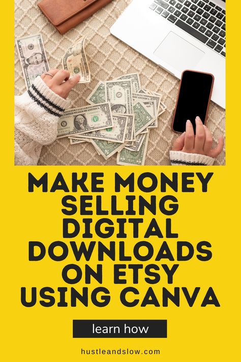 Using canva to sell on etsy is a great way to make passive income selling etsy digital downloads! In this post, I'll go over how to create digital downloads to sell with Canva and how to upload them to Etsy. This is the perfect guide on how to sell your Canva designs and make money with digital products. Follow me for more side hustle ideas for students, stay at home moms, and wannabe entrepreneurs! Digital Files To Sell On Etsy, Canva Digital Product Ideas, How To Make Printables To Sell, Selling Clothes Online, Marketing Hacks, Using Canva, Canvas Learning, Make Passive Income, Etsy Seo