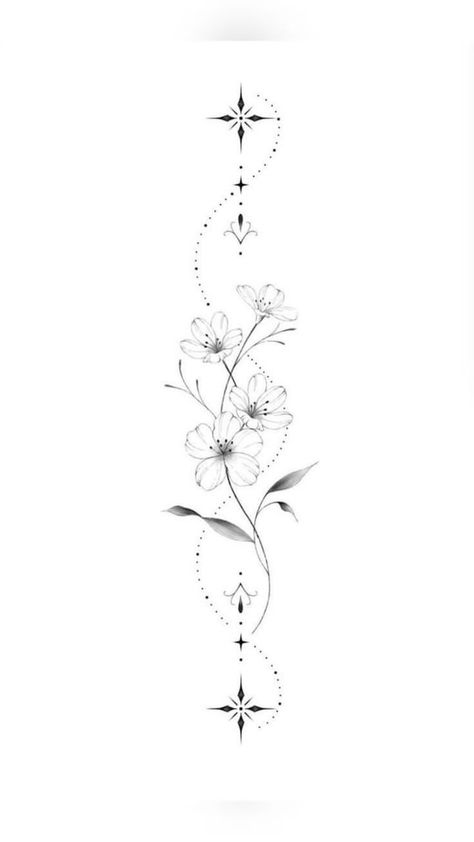 Flower Tattoos Black And White, Flower Tattoos Black, Tattoos Black And White, Back Tattoo Women Spine, Floral Back Tattoos, Tattoo Wallpaper, Flower Spine Tattoos, Small Girly Tattoos, Perfect Tattoo