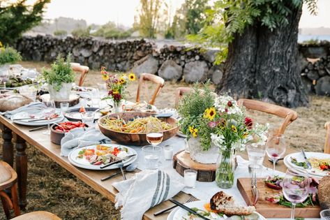 Mediterranean Dinner Party, Vegetarian Dinner Party, Beet Pasta, Mediterranean Dinner, Sangria Ingredients, Greek Dinners, Frozen Salmon, Dinner Party Summer, Dinner Party Themes