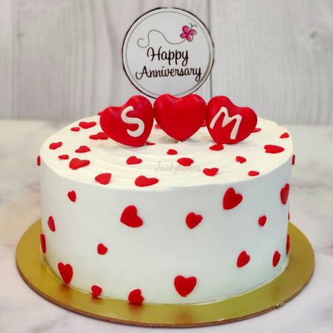 Anniversary Cake Simple, Small Anniversary Cake, Simple Anniversary Cakes, 1st Anniversary Cake, Happy Anniversary Cakes, Decorating Frosting, Fondant Cake Designs, Wedding Anniversary Cakes, Cake Simple