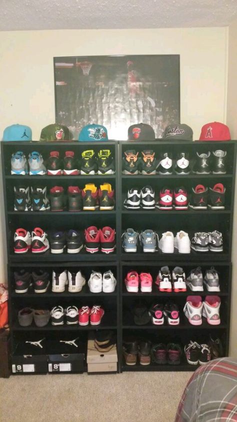 Just some shoes!! Sneakerhead Bedroom, Mens Closet, Sneakerhead Room, Sneaker Closet, Sneaker Displays, Hypebeast Room, Sneaker Storage, Shoe Room, Shoe Wall