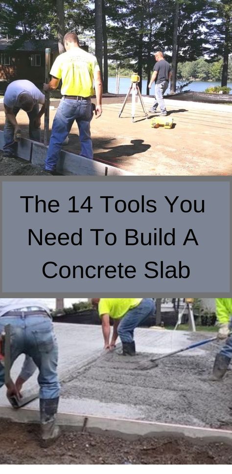 I will tell you the 14 tools you need to form a concrete slab and also to pour the concrete for the slab.  If you want to be successful installing a concrete slab these are the basic tools every person should use for building and installing the slab. Concrete Tools Ideas, How To Pour Concrete Slab, Diy Concrete Slab, Pouring Concrete Slab, Concrete Calculator, Concrete Repair Products, Diy Concrete Patio, Cement Work, Concrete Patio Makeover