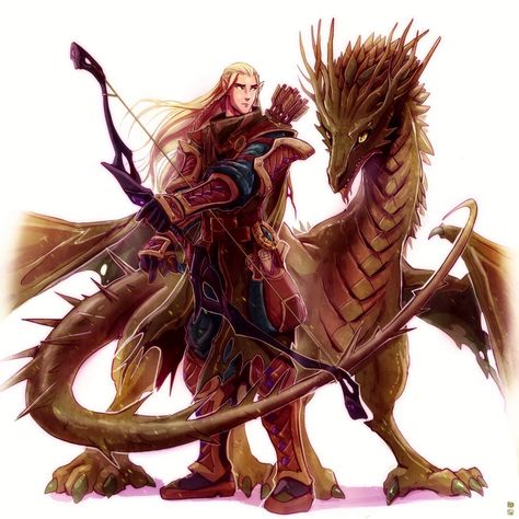 Dnd Ranger, Dragon Companion, Dungeons And Dragons Books, Elf Ranger, Dungeons And Dragons Characters, Creature Concept Art, Animal Companions, Creature Concept, Character Design References