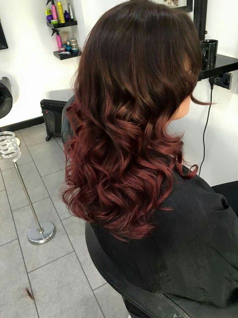 Brunette Red Ombre Burgundy Balayage Light Brown Hair, Red Balayage Hair Light Brunettes, Dark Brown To Red Hair Before And After, Black To Dark Red Ombre Hair, Brunette Red Ombre, Burgendy Hair Color, Light Brown Hair Dye, Dark Brown Hair Balayage, Red Balayage Hair