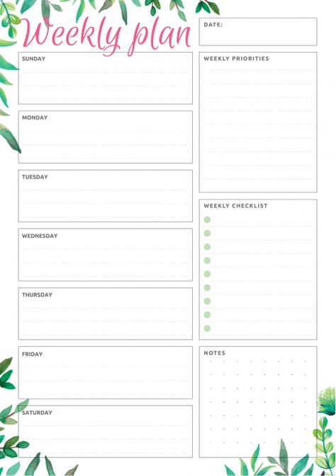 Printable Weekly Planner Templates - Download PDF Weekly Planner Printable Templates, Weekly Planner Print, Plan Checklist, Daily Planner Printables Free, Weekly Planner Free Printable, Week At A Glance, Study Planner Printable, Weekly Planner Free, Budgeting 101