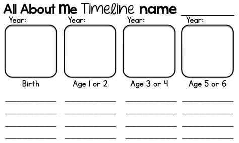 A Place Called Kindergarten: all about me timeline Timeline Project, All About Me Preschool, Kindergarten Social Studies, Timeline Template, 1st Grade Science, Homeschool Social Studies, Reading Anchor Charts, Time Line, Social Studies Activities