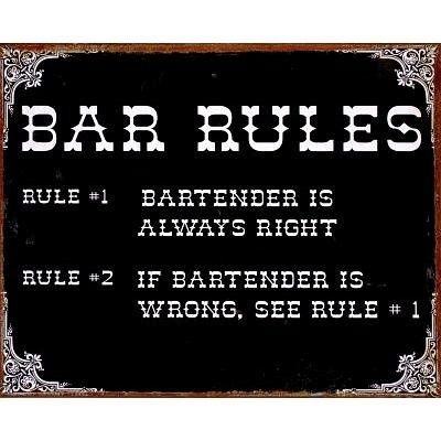 Two Rules of the Bar Metal Sign - Decorative Signs Bar Rules, Funny Bar Signs, Custom Bar Signs, Bar Metal, Personalized Bar Signs, Backyard Bar, Pub Signs, Kitchen Accessories Decor, Family Rules