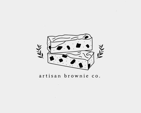 Premade Logo, Brownie Logo, Artisan Logo, Bakery Logo, Cake Logo, Hand Drawn, Food Logo, Floral Logo, Bake Logo, Sweet Logo - Etsy graphicdesignjobs #logopassion Brownie Logo Design Ideas, Brownie Logo Ideas, Brownie Doodle, Brownies Logo Design Ideas, Brownies Logo, Artisan Logo, Brownie Shop, Brownian Motion, Mystic Logo