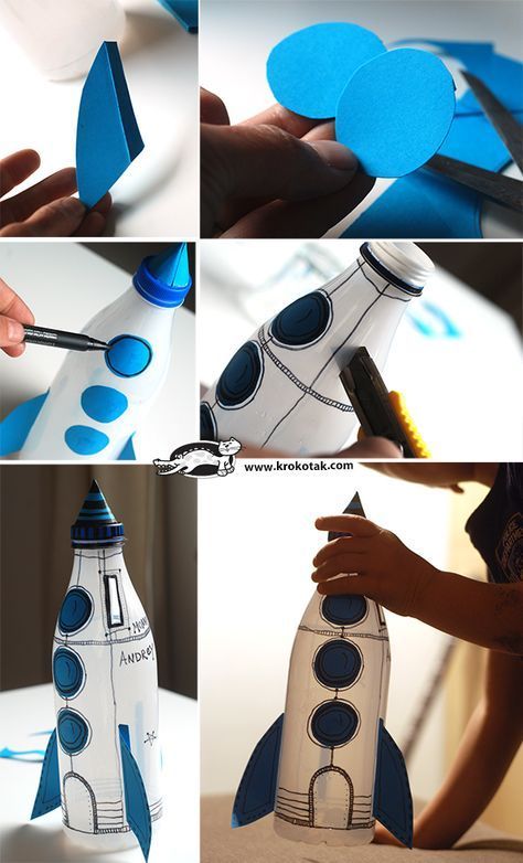 5 Easy Creative Plastic Bottle #Crafts For Kids - Mom Does Reviews Rockets For Kids, Diy Plastic Bottle, Plastic Bottle Crafts, Space Party, Rocket Ship, Recycled Projects, Recycled Crafts, Space Crafts, Plastic Bottle