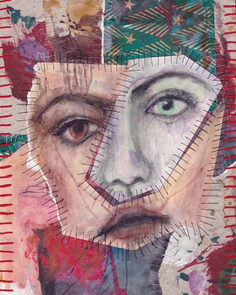 “Fracture” -05.02.2021 .. #experimentalart #mixedmediacollage #textileart #mixedmediatextiles #stitchedportrait #stitchedpaintings #tornpapercollage #rawart #outsiderart #femaleportrait #roughportrait #sketchbookart #embroiderycollage #painterlytextures #painttextures #expressivepainting #patchwork #piecework #abstractportrait Stitching Photos, Fragments Art Gcse Mindmap, Human Figure Textiles Gcse, Patchwork Portrait, Textiles A Level Final Piece, Artist Research Page A Level Textiles, Alevel Textiles Final Piece, New Project Ideas, A Level Textiles