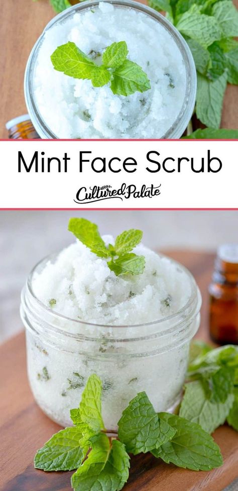 This Mint Face Scrub will make you a believer - DIY beauty is good for you and Sugar Scrubs are easy to make. #myculturedpalate #sugarscrubs #homemadesugarscrubs #DIYbeauty Face Scrub Recipe, Mint Sugar Scrub, Diy Face Scrub, Body Scrub Recipe, Sugar Scrub Homemade, Sugar Scrub Recipe, Face Scrub Homemade, Sugar Scrub Diy, Diy Scrub