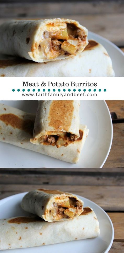 Meat & Potato Burritos Beef And Potato Burrito Recipe, Potato Burrito Recipe, Potato Burritos, Potato Burrito, Tip Roast, Sirloin Tip Roast, Burritos Recipe, Beef And Potatoes, What's For Breakfast