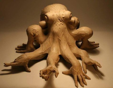 Octopus sculpture with hands on it's tentacles Steampunk Tendencies, Weird Fiction, Toy Art, Visionary Art, Sculpture Installation, Creature Design, Surreal Art, Dark Art, 3d Art