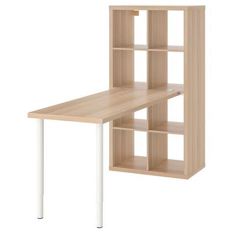 KALLAX / LAGKAPTEN desk combination, white/white stained oak effect, 77x159x147 cm - IKEA Spain Lagkapten Ikea, Lagkapten Desk, Kallax Table, Kallax Linnmon, Ikea Kallax Desk, Kallax Desk, Linnmon Desk, Linnmon Table Top, Ikea Linnmon