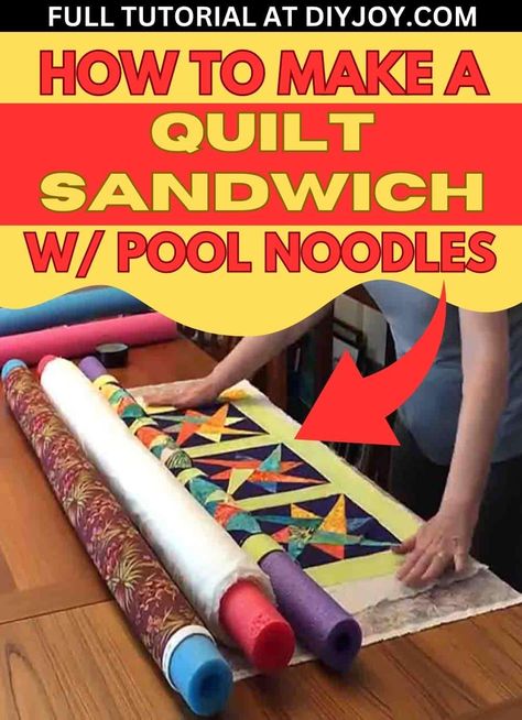 How to Make a Quilt Sandwich Using Pool Noodles via @diyjoycrafts Making A Quilt, Make A Quilt, Sewing And Quilting, Quilting Tools, Pool Noodles, Quilting For Beginners, Quilting Tips, Love Sewing, Quilting Tutorials