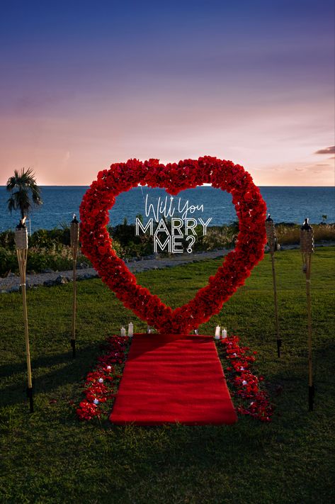 #proposalideas #proposal #caymanislands #love #engagment #grandcayman Mexican Proposal Ideas, Heart Arch Proposal, Romantic Proposal Ideas Outdoors, Proposal Decorations Outdoor, Wedding Proposal Ideas Beach, Proposal Decor Ideas, Marry Me Proposal Ideas Romantic, Marry Me Proposal Ideas, Heart Proposal