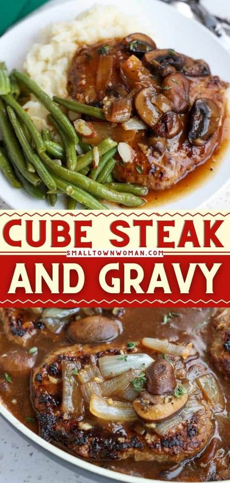 Tender Cube Steak, Cubed Steak Recipes Easy, Smothered Cube Steak, Fried Cube Steaks, Cube Steak Recipe, Cube Steaks, Beef Cubed Steak, Steak And Gravy, Cube Steak And Gravy