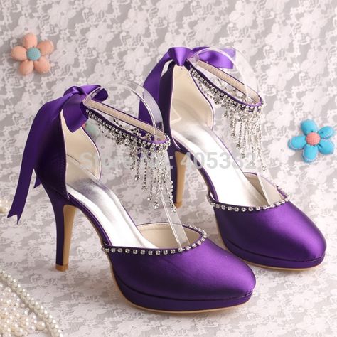 Found on Bing from www.aliexpress.com Wedding Shoes Purple, Purple Wedding Shoes, Purple High Heels, Party High Heels, Purple Wedding Dress, Wedding Purple, Purple Heels, Shoes Purple, Cinderella Shoes