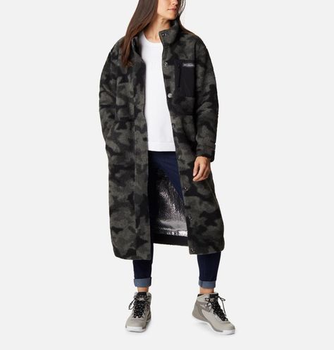 Women's Panorama™ Full Length Jacket | Columbia Sportswear Fleece Jacket Womens, Clothing Wishlist, Model Off Duty, Columbia Jacket, Black Camo, Vest Shirt, Womens Fleece, Trending Fashion, Camo Print