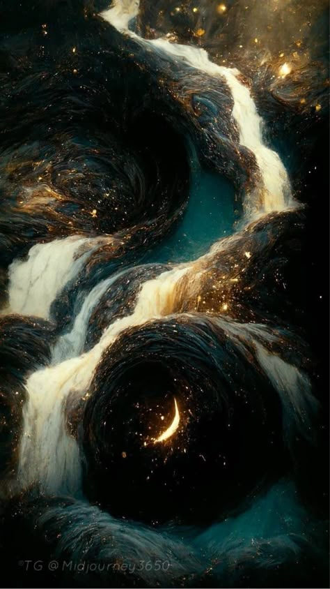 Waterfall Wallpaper, Black Hole, Night Sky, The Sky, Created By, Stars, Water, Black, Art