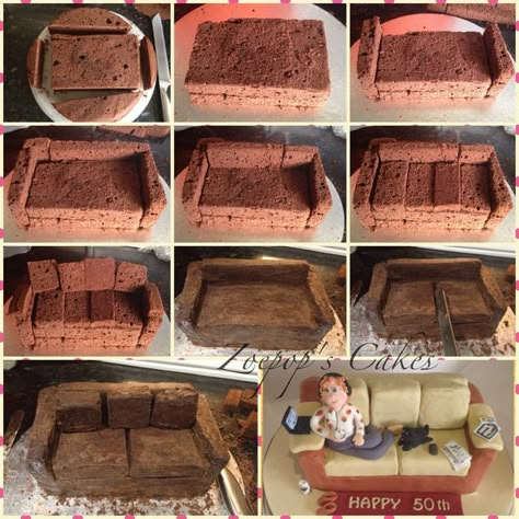 Hi I made this tutorial when I made my first sofa cake and used it myself and it was quite useful so thought I’d share! Here’s a link to the second cake I made http://cakesdecor.com/cakes/106592 It’s hopefully self explanatory but give me a shout... Sofa Cake, Fondant Cake Tutorial, Cake Structure, Sculpted Cakes, 3d Cakes, Cake Shapes, Fondant Tutorial, Mini Cake, Novelty Cakes