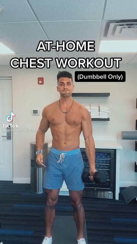 At Home Chest Workout, Home Chest Workout, Dumbbell Chest Workout, Chest Workout At Home, Chest Workout Routine, Latihan Dada, Best Gym Workout, Dumbell Workout, Bodybuilding Workout Plan