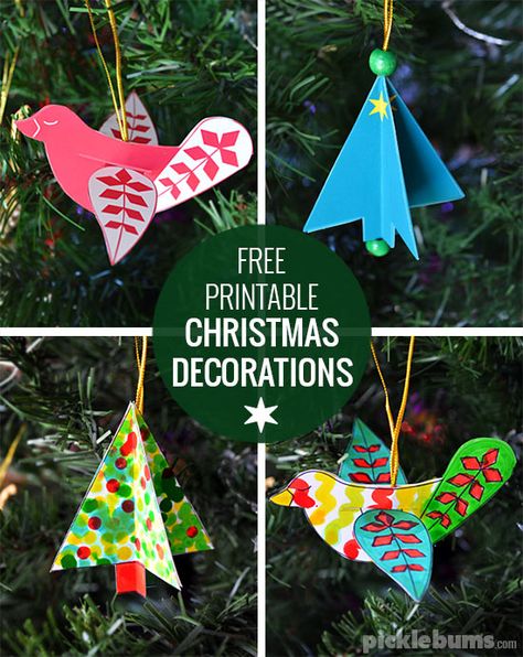 Free printable Christmas decorations - make Christmas crafting easy! Christmas Tree With Bauble Patterns Free Printable, Printable Christmas Decorations, Christmas Star Decorations, Christmas Tree Printable, Paper Christmas Tree, Christmas Activities For Kids, Christmas School, Christmas Decorations To Make, Easy Christmas Crafts