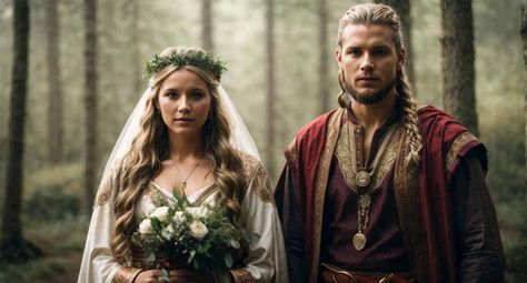 Viking weddings, known as brudkaup, were intricate transactions involving legal negotiations to determine bride price and dowry. Viking Wedding Traditions, Kievan Rus, Viking Wedding, Viking Women, Archaeological Finds, Strong Marriage, Ancient Origins, Wedding Rituals, Viking Art