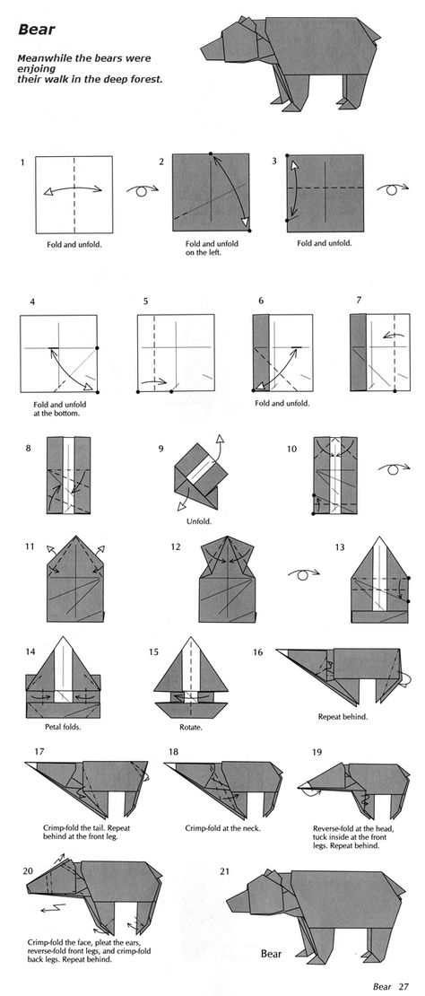 Bear by John Montroll Bear Origami Easy, Bear Origami, Origami Bear, Origami Animals, Interesting Ideas, Origami Easy, Easy Drawings, Origami, Projects To Try