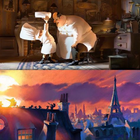 Ratatouille concept art by Robert Kondo Ratatouille Concept Art, Robert Kondo, Movie Concept Art, Color Script, Environment Art, Environmental Art, Art Inspo, Golden Retriever, Concept Art