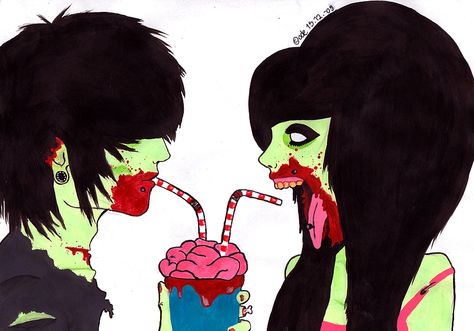 zombie love Umibe No Onnanoko, Scene Emo Art, Emo Love, Arte Grunge, Zombie Art, Print Outs, Emo Art, Arte Van Gogh, Scene Art